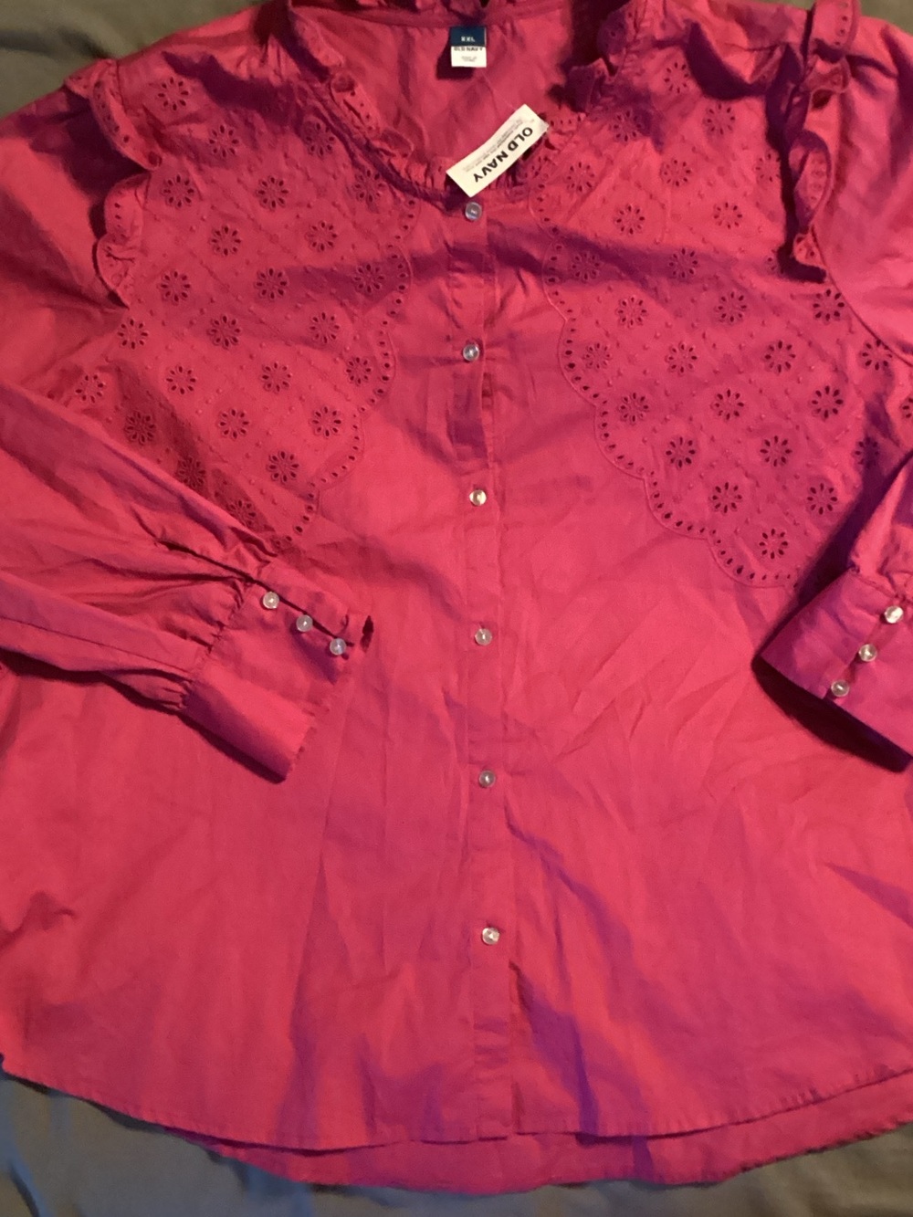 Old Navy Women's Fuchsia Button-Down Shirt